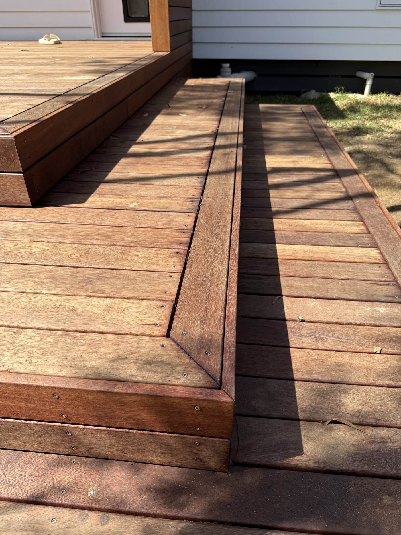 Close-up of timber deck joinery detail